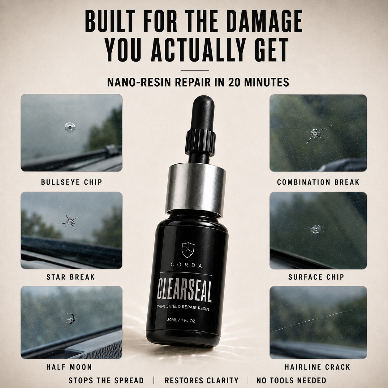 Corda ClearSeal - Windshield Chip & Crack Repair Kit