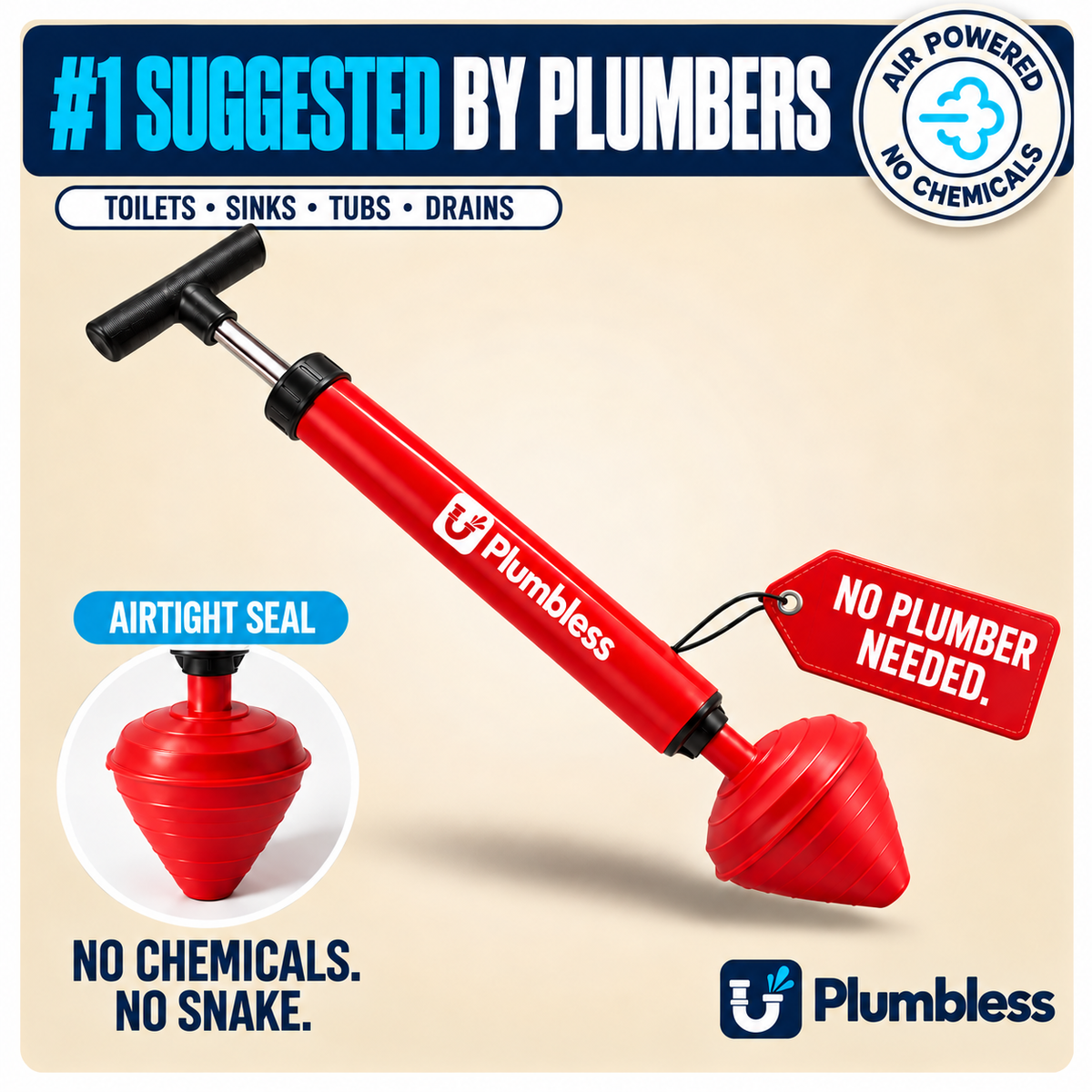 Plumbless™ - High Pressure Clog Remover